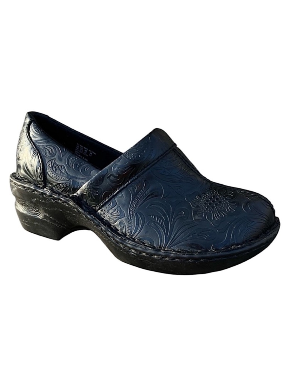 Thom Mcan Floral Paisley Embossed Size 6 Black Slip-on Toronto Comfort Clogs EUC